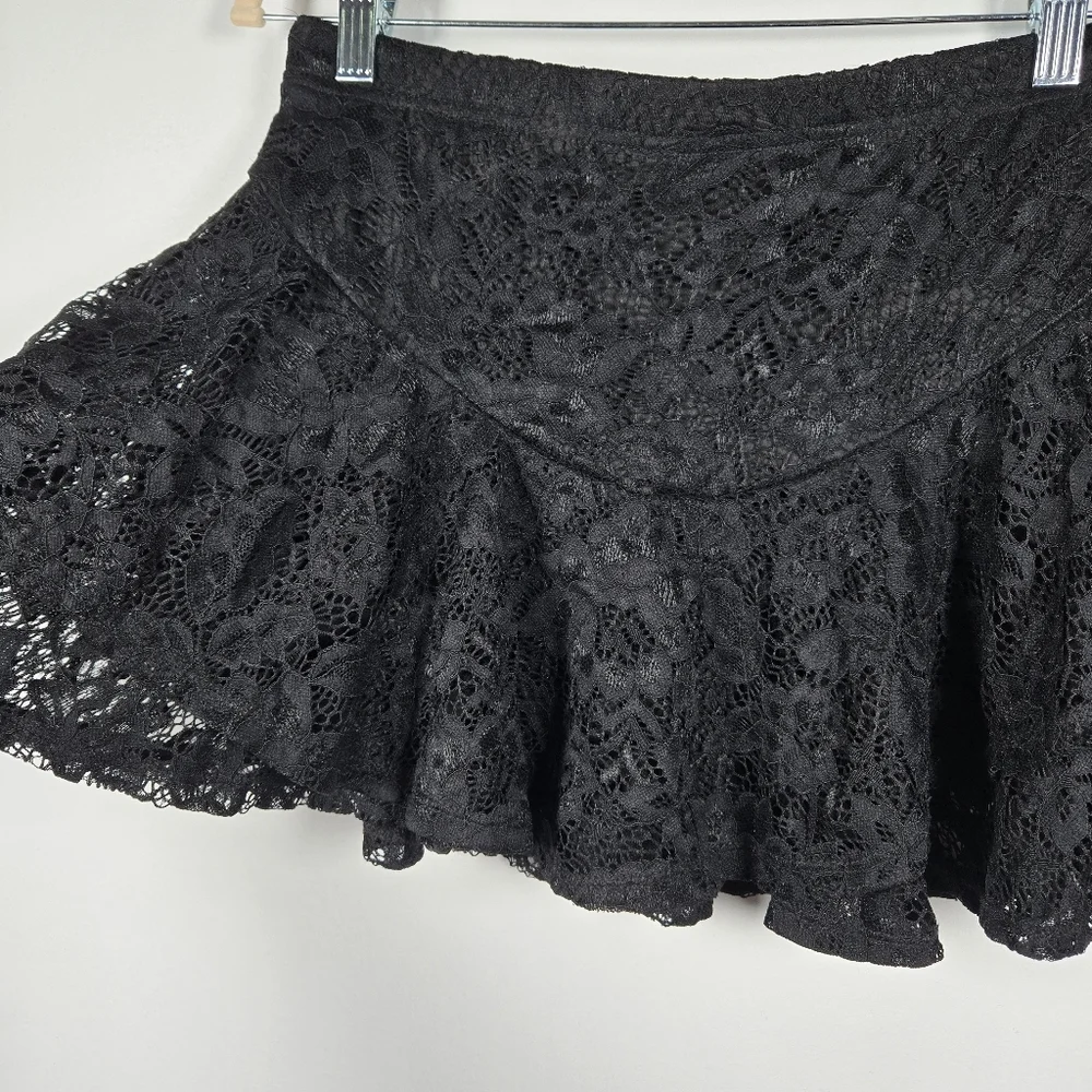 NEW Romwe Back Lace Romantic Goth Tiered Pull On Micro Mini Skirt Size Large